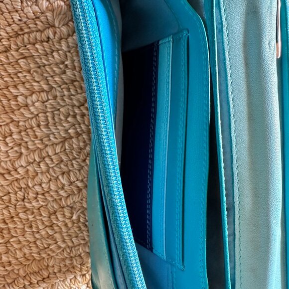 Used Wallet In Pretty Shades Of Blue And Teal - Picture 5 of 8